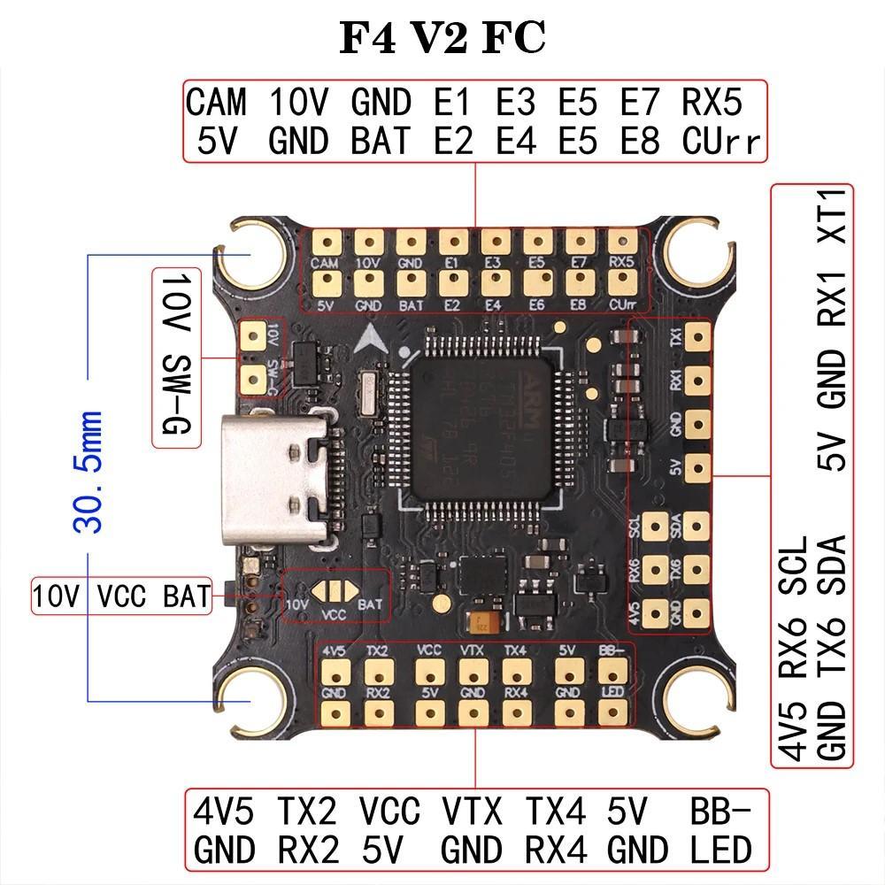 Kontroler lotu dla drona wyścigowego HAKRC F405 V2 F4 - gniazda