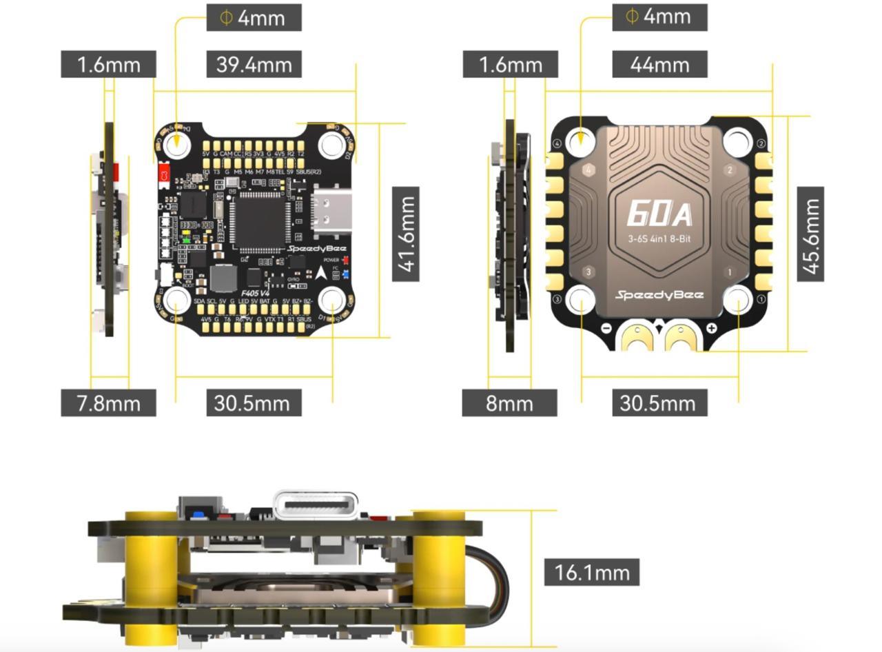 speedybee f405 v4 bls 60a 30x30 fc&esc stack